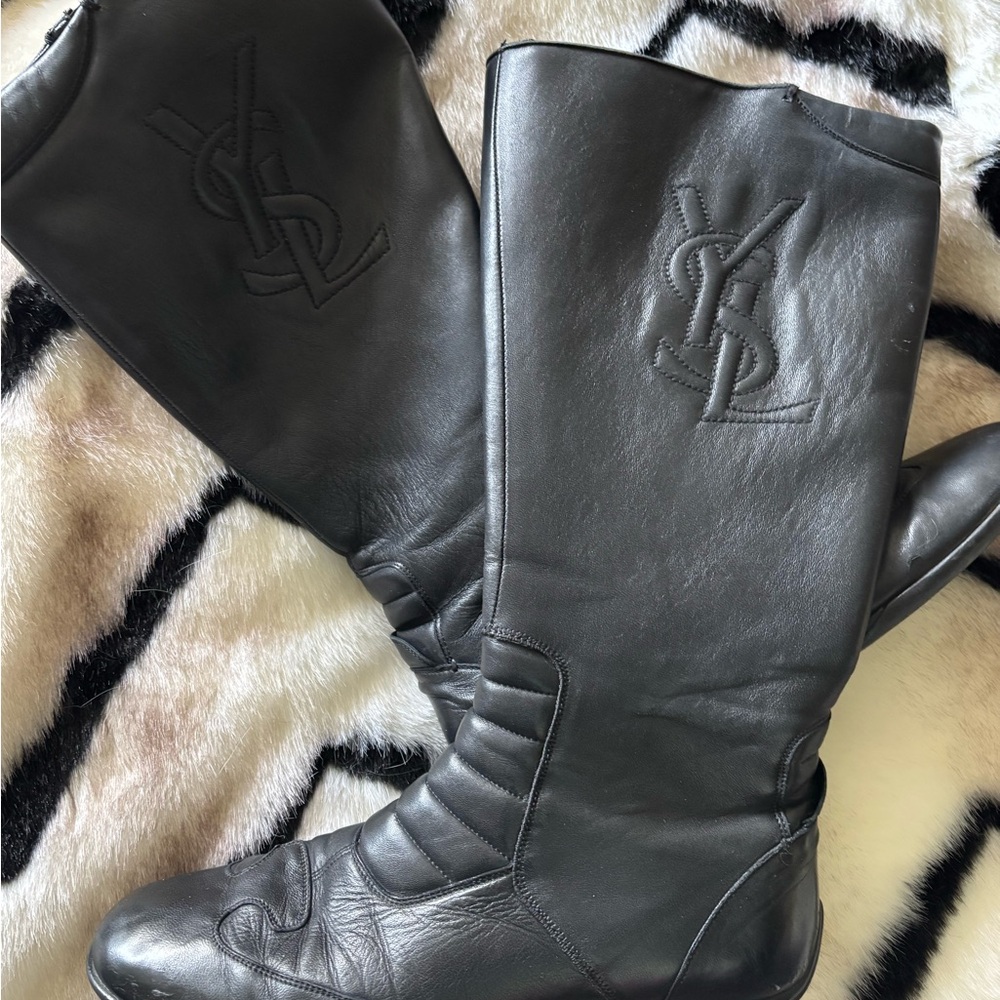 Yves Saint Laurent Black Leather Women's Boots size 40